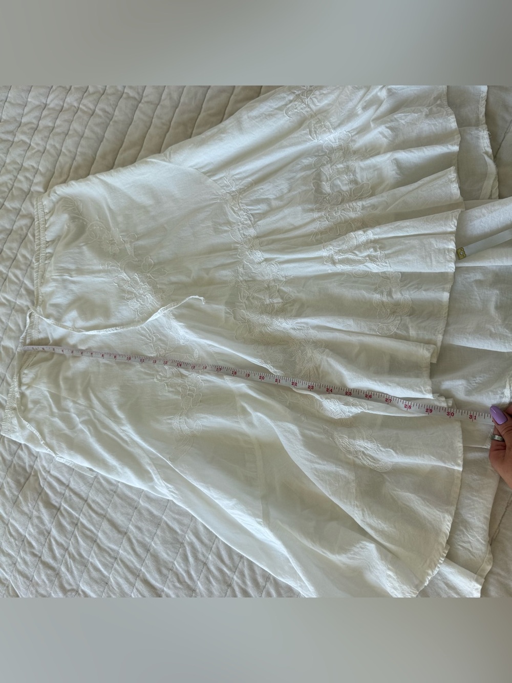 METRO WEAR Y2K Peasant Maxi midi Skirt White Floral Embroidery boho size L/XL - Picture 6 of 6